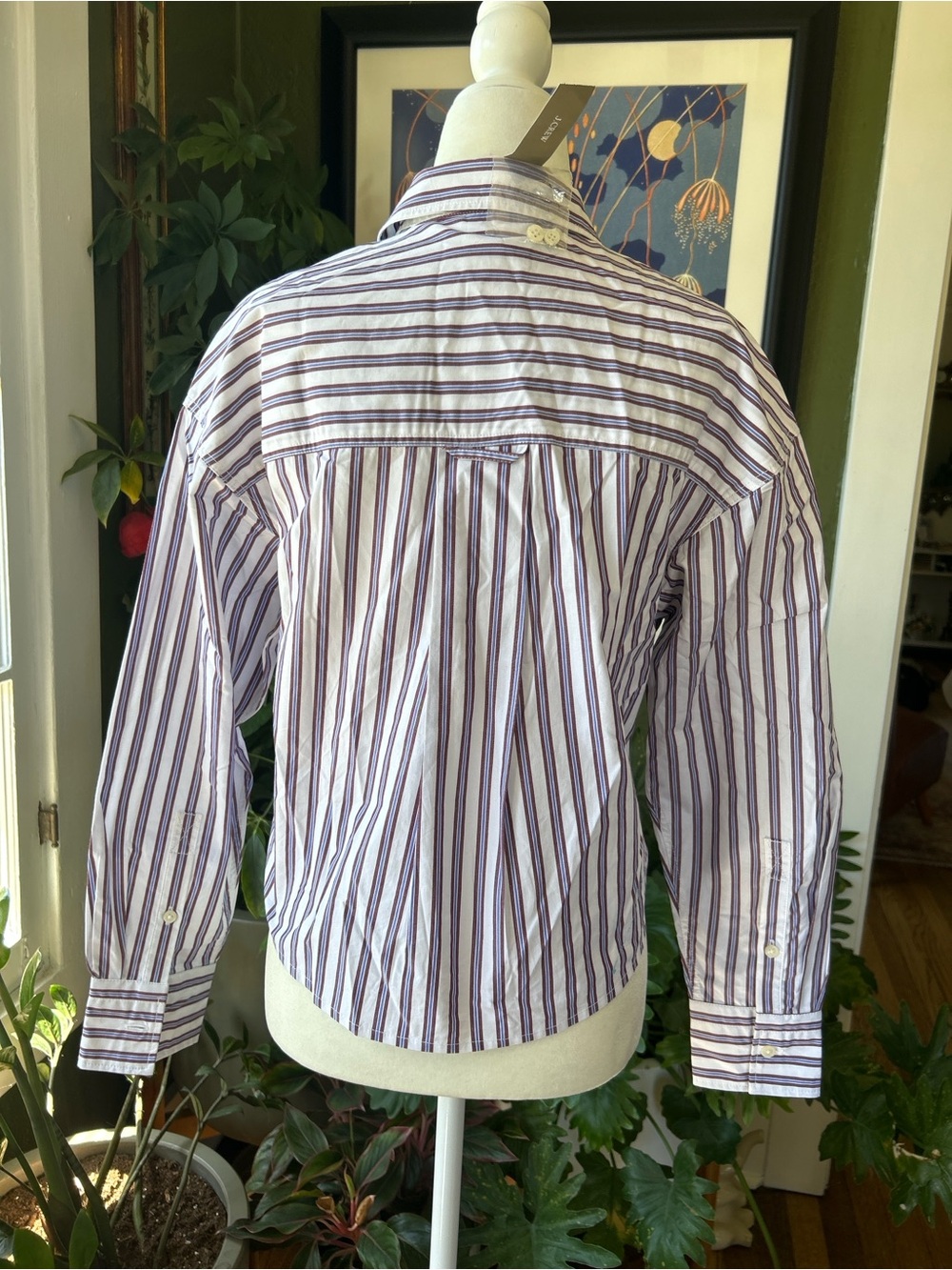 NWT J Crew Etienne Cropped Button Up Shirt in Striped Cotton Poplin - Picture 7 of 7